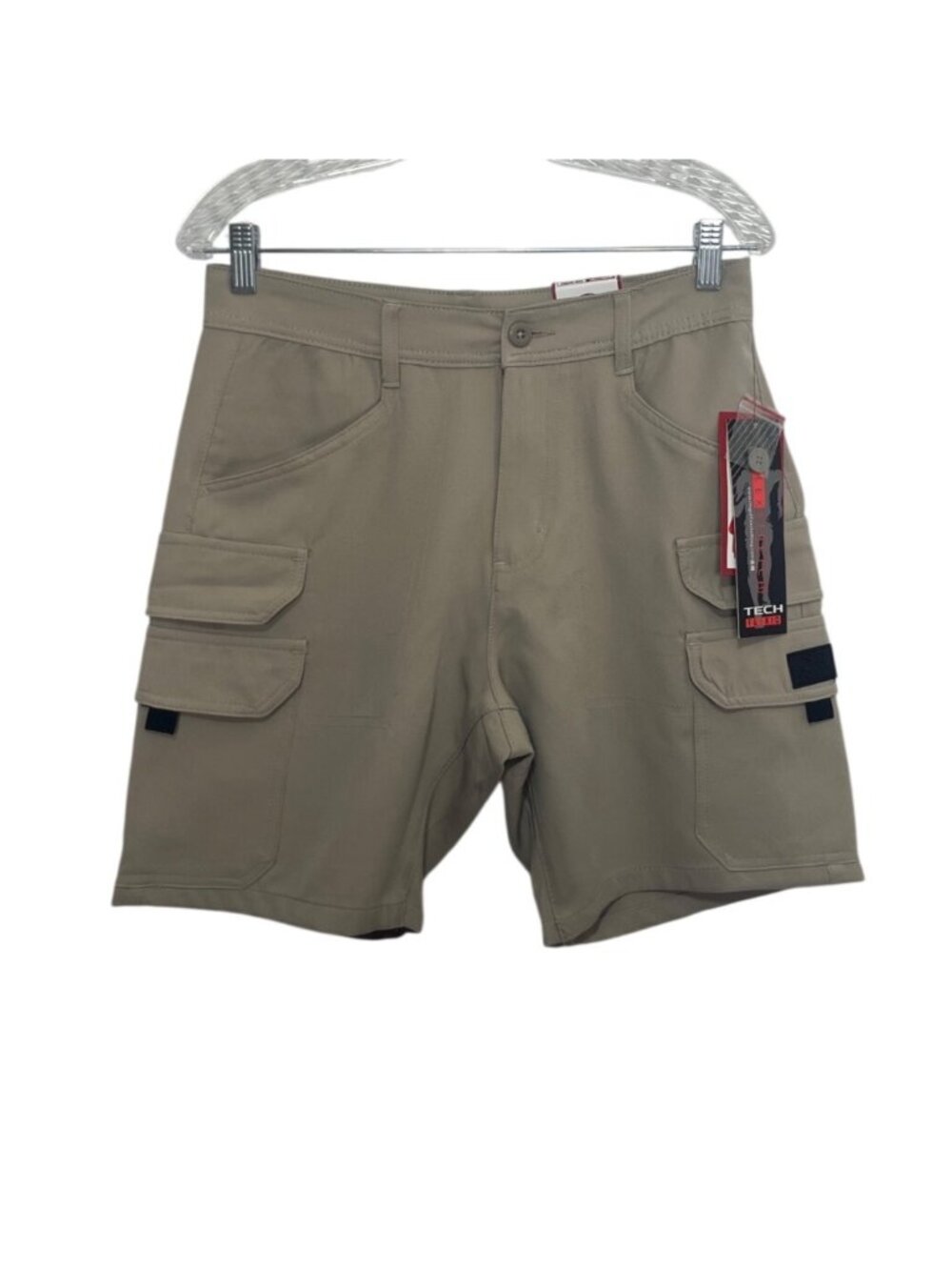 Ring Of Fire Multi-Pocket Tech Cargo Shorts Mens Size 30 Beige New